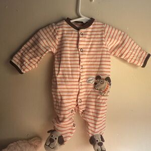 Striped Orange and White Kids One Piece